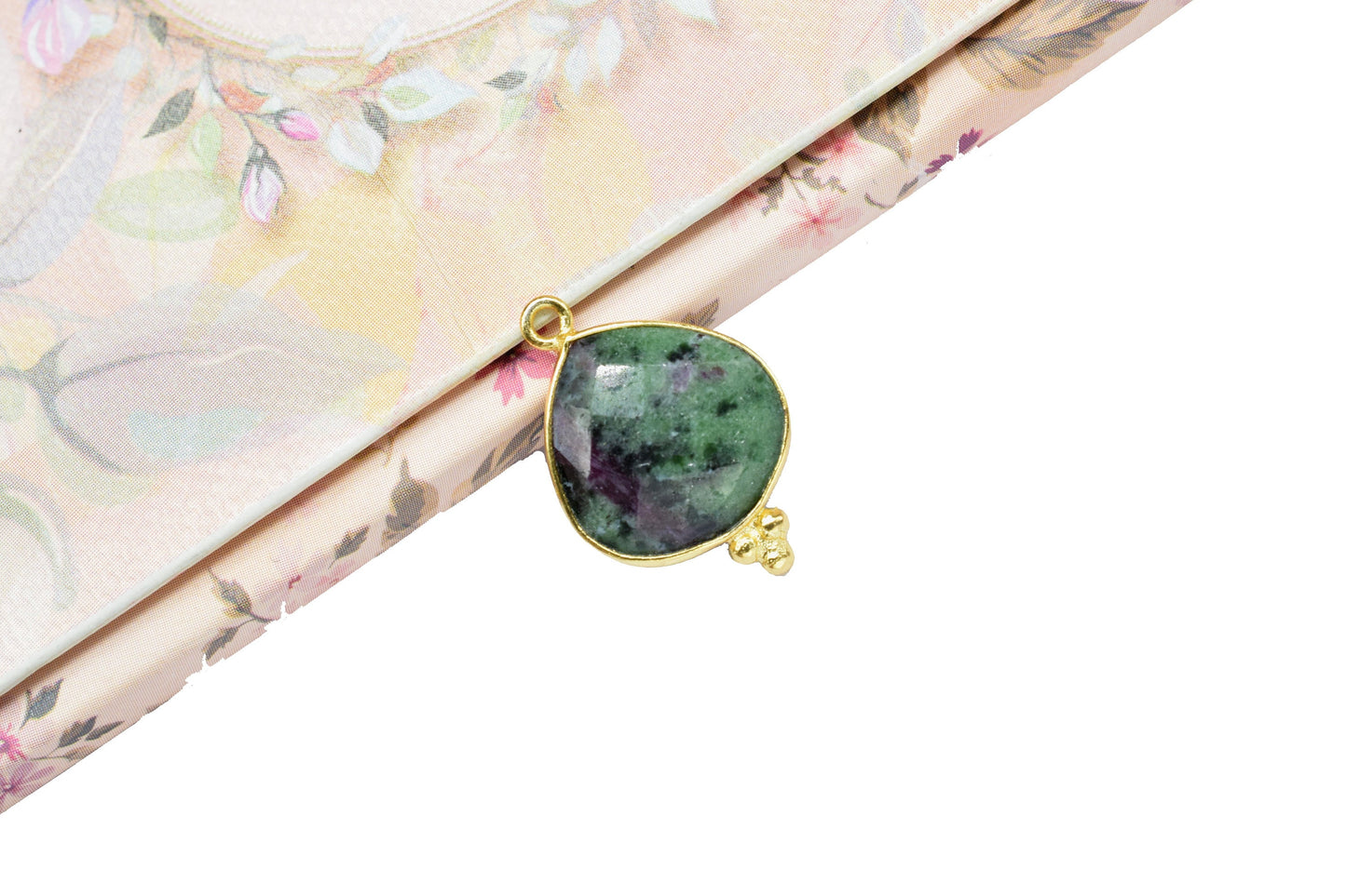 Ruby Zoisite Faceted Connector,Ruby zoisite Single Bail Connector Pendant Jewelry,Zoisite 14mm Heart Shape Checker Cut Pendant jewelry,Gift