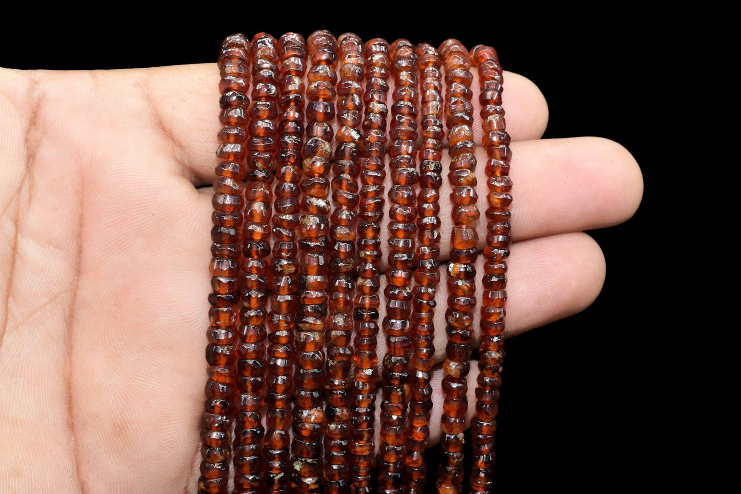 Natural Red Garnet Gemstones Beads Spacer Tiny Faceted Beads Red Semi Precious Small Beads,Garnet Semi Precious Gemstone Beads for Jewelry