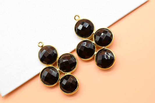 Black Onyx jewelry component,Black Onyx Attached Bezel,Black Onyx connector,Black Onyx Necklace Pendant,Gemstone component, Jewelry Making