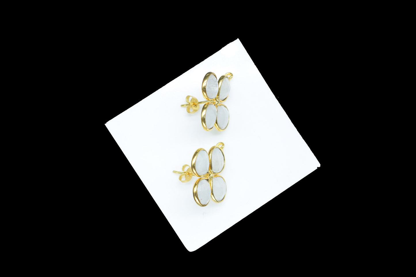 Moonstone Gemstone Earring Connector/Gold Plated Jewelry/Moonstone Handmade Jewelry/Bezel Component/Jewelry making Stone/Heart Shape/Gift