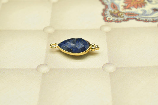 Lapis Lazuli 10x14mm teardrop shape Gold Plated bezel,Lapis pendant Handmade gold charm Jewelry,Lapis single Bail Brass Pendant Jewelry,Gift