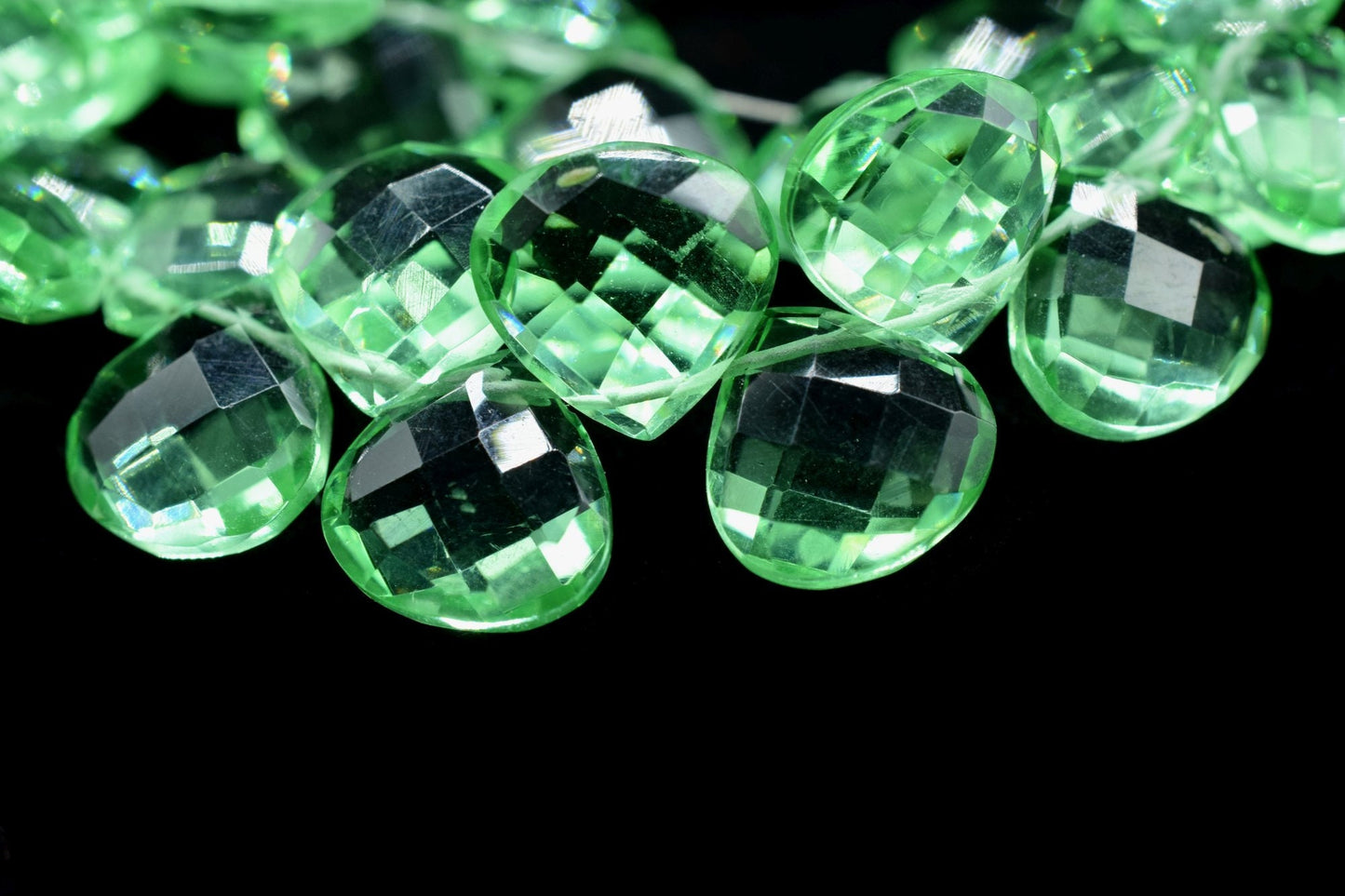 Green Amethyst Faceted Heart Shape Briolettes,10mm Heart Shap Beads Strand,Green Amethyst Briolettes Strand,10mm Heart Shape Strand,9 inches