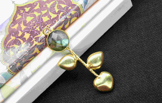 Labradorite Round Shape Pendant ,Labradorite Single Bail Charms , Genuine Gemstone Charms ,Gold Plated Gemstone Connector,Summer Collection