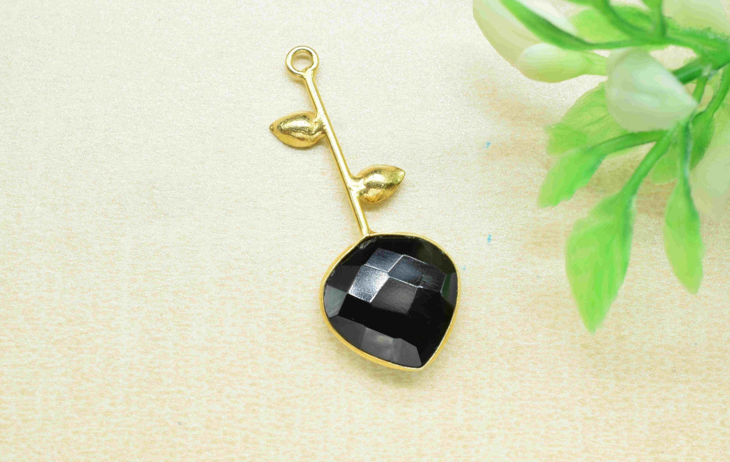 Black Onyx Single Bail Pendant , Black Onyx Charms ,Heart Shape Charms , Genuine Gemstone Charms , Gemstone Connectors , Summer Collection
