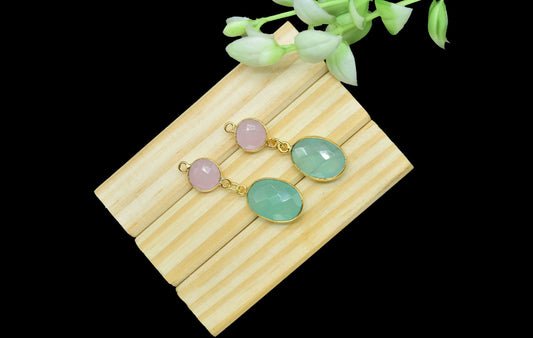 Aqua Chalcedony Dangle pendant Charms,Necklace Connector,Handmade jewelry,Component pendant,Station Bezel Link,Multi Gemstone Dangle Earring