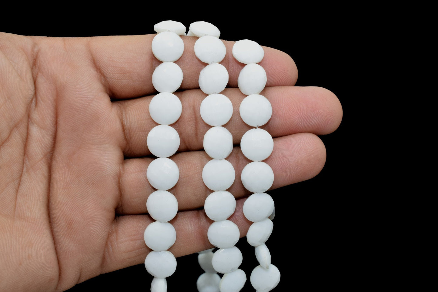 White Chalcedony faceted 10mm Coin Briolettes-Round Shape-White Chalcedony,Loose Gemstone,Round Coin Beads, Briolette Both Side Faceted bead