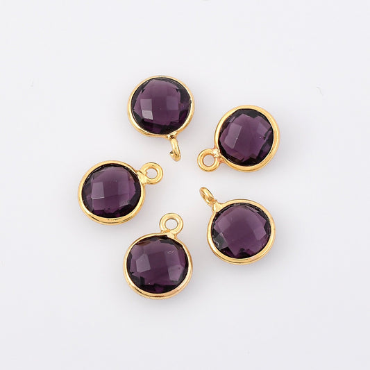 Amethyst charms,Amethyst single connector pendant,jewelry making charms,Gemstone connector,Brass charms,Gold plated charms,Jewelry supplies