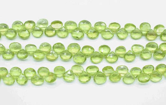 Natural Peridot Heart Briolettes,Handmade Station Link,Strand Beads jewelry,Gemstone Heart Beads Necklace,Loose faceted Briolettes Jewelry