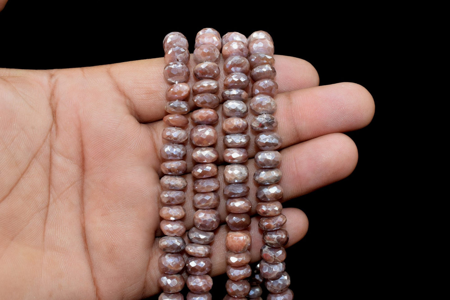 Genuine Natural Chocolate Moonstone Faceted Rondelle Shape Beads,8.5mm To 9mm Size Moonstone Faceted Beads, Grade AAA Rondelle Faceted Beads