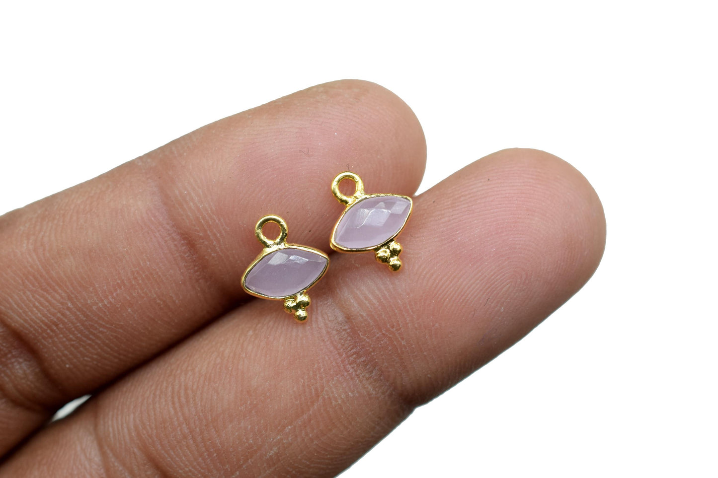 Rose Quartz Charms Pendant/Marquise Shape Pendant/Handmade Pendant/Tiny Pendant/Necklace Connector jewelry/Womne Jewelry/B'day Gift