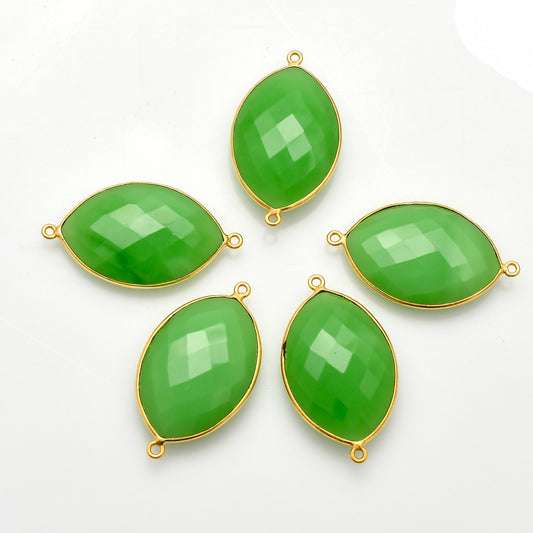 Chrysoprase 20x30mm Marquise Shape bezel,Gold Plated bezel,Chrysoprase Bezel Charm,Gold Vermeil Bezel,jewelry making charm,Gold-Filled bezel