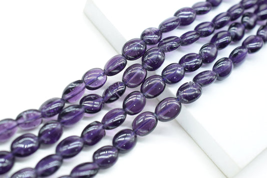 Amethyst Smooth Oval Beads,Amethyst Quartz Smooth Beads,Loose Beads for Jewelry Making,Amethyst Plain Oval Beads,Amethyst Smooth Nuggets