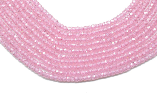 Pink Aquamarine Zircon 3mm Faceted Rondelle Beads,Micro Pink Cubic Zircon Faceted Rondelle Bead, Gemstone Beads,Pink Cubic Zirconia Beads