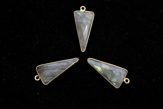 Labradorite 12x25mm Trillion Shape bezel,Gold Plated bezel,Labradorite Bezel Charm,Gold Vermeil Bezel,jewelry making charmGold-Filled bezel
