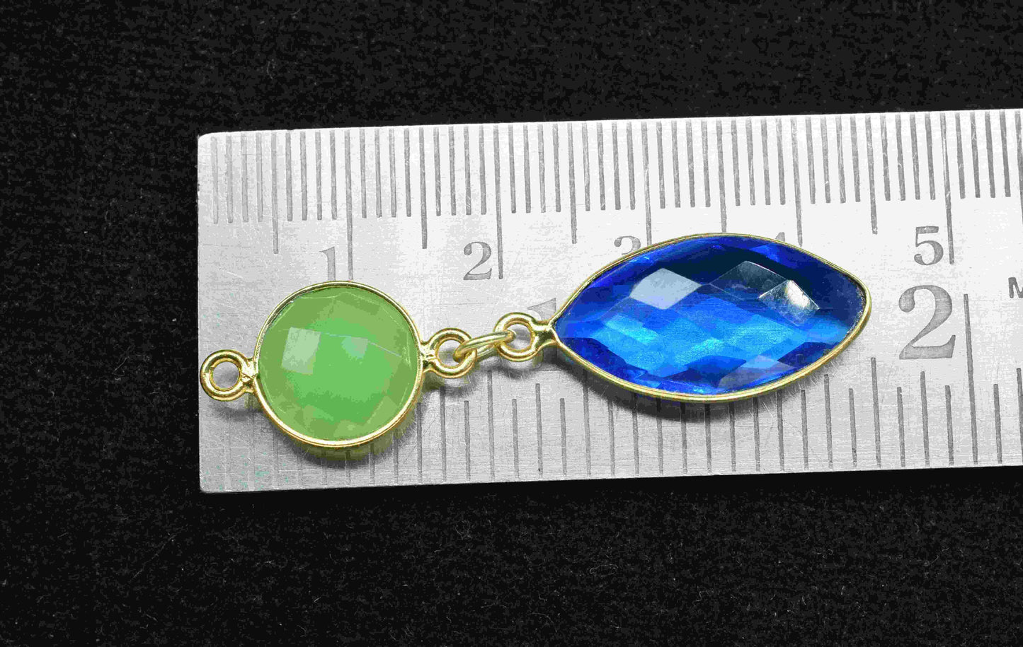 Blue Topaz Dangle pendant Charm,Handmade jewelry,Chrysoprase Connector,Component pendant,Station Bezel Link,Multi Gemstone Dangle Earring