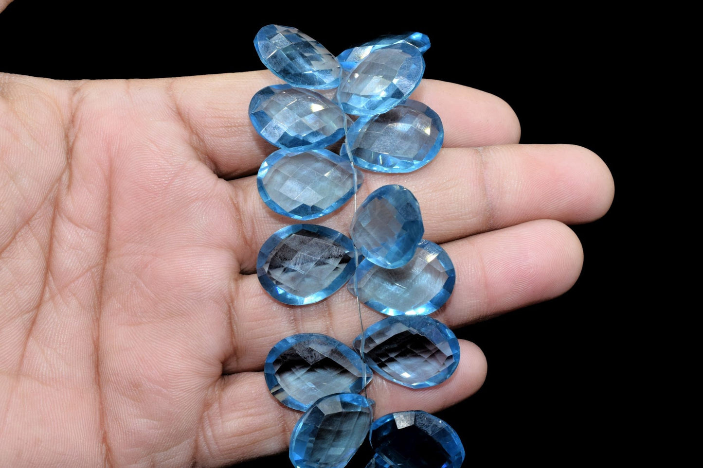 Sky Topaz 15x20mm Faceted Pear Shape Beads,Jewelry Making Beads,Pear Shape Briolettes,Sky Topaz Briolettes,Large Teardrop Beads,Sky Topaz