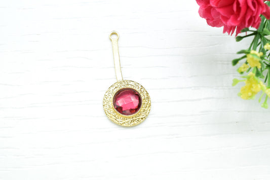 Pink Tourmaline Pendant , Pink Tourmaline Gemstone Handmade Pendant ,Single Bail Checker Cut Gemstone Connector, Gold Plated Connectors
