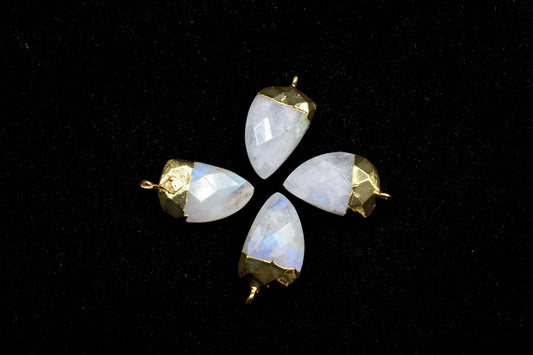 Moonstone 10x15mm Horn shape Single bail Connector,Bezel links Connector,jewelry making Connector,Single Loop Connector,White rainbow charms