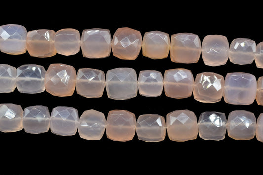 Pink Chalcedony Faceted Cube Beads, Pink Chalcedony Faceted Box,Square Dice Cube beads,8mm Pink Chalcedony Cube,Chalcedony For Jewelry beads