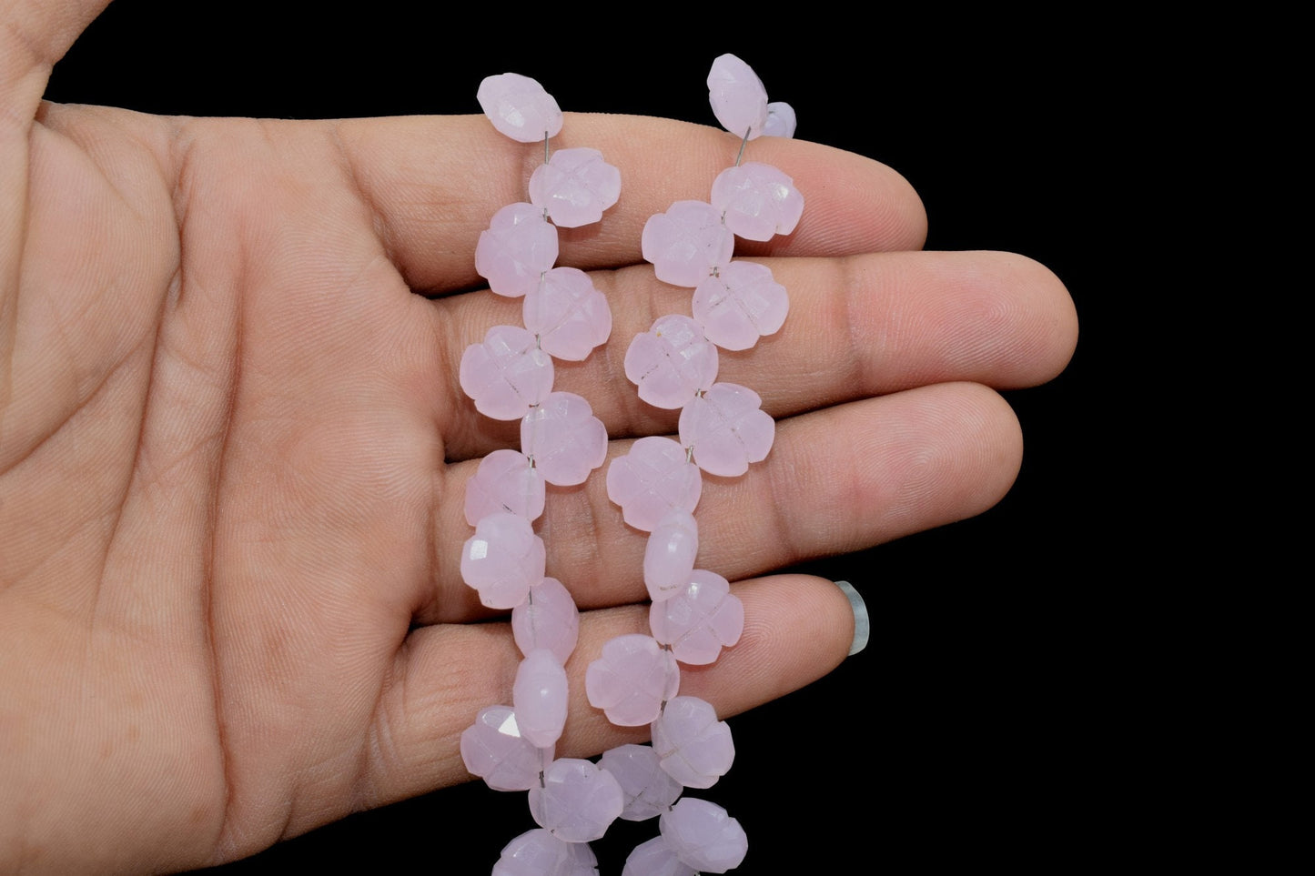 Pink chalcedony 10mm Faceted Briolette,Gemstone,Hand Carved Briolette,Carving Pink Gemstone Faceted Carved stones,carving gemstones