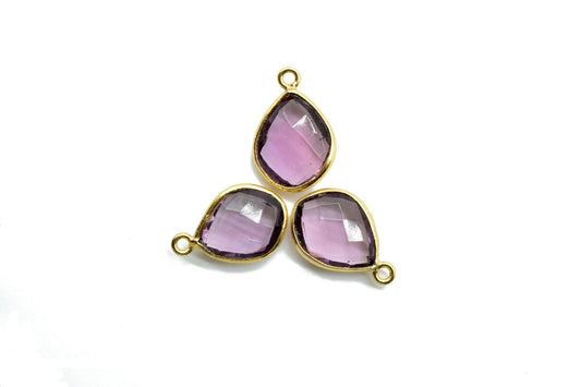 Amethyst 10x13mm Bezel Charm,Amethyst Eye Shape Gold Plated bezel,Gold Vermeil Bezel,jewelry making charm,GoldFilled bezels,Amethyst pendant