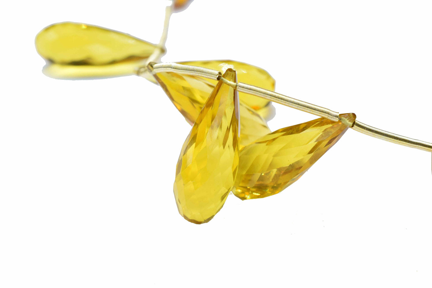 Citrine Teardrop Faceted Briolettes,Citrine Teardrop Jewelry, Gemstone 10x30mm Teardrop Beads, Citrine Quartz Drops, Jewelry Making Supplies