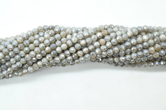 Labradorite Coated Faceted Beads,silver Coated beads,3mm Labradorite beads,Gray Faceted beads,Jewelry Making Craft,Labradorite Gemstone Bead