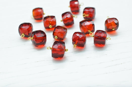 Garnet Component pendant Charms,Handmade pendant Jewelry,Square pendant,Garnet Charms,Gemstone 3D Cube Beads,Garnet pendant Connectors,Gift