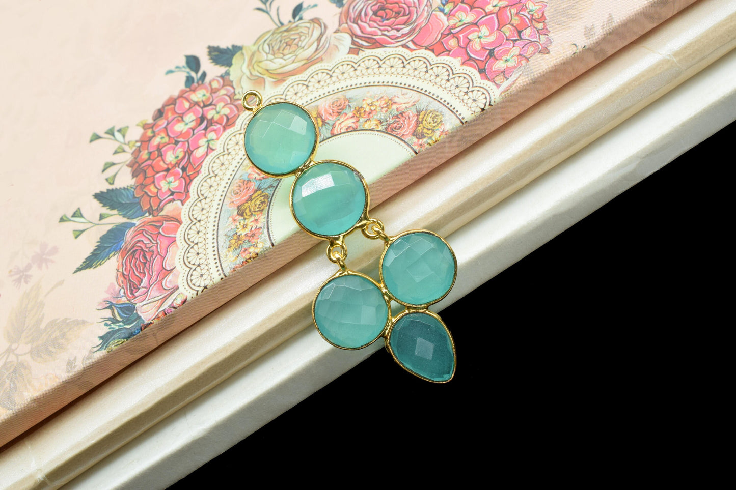 Natural Stone Pendant Connectors,Gemstone Craft Supply,Handmade Beads Jewelry,Statement Earrings,Components Earrings,Station Bezel Link,Gift