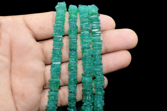 Green onyx Heishi Square Beads, 100% natural stone (4-6 mm stone, 8'' strand), Flat Cube Shape, Plain Polished, Suitable to make necklace