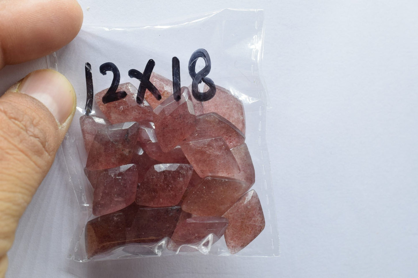 Pink Strawberry 12x18mm Faceted Diamond shape Briolettes,fancy briolettes,Pink Strawberry Briolettes,Natural Pink Strawberry Faceted stones