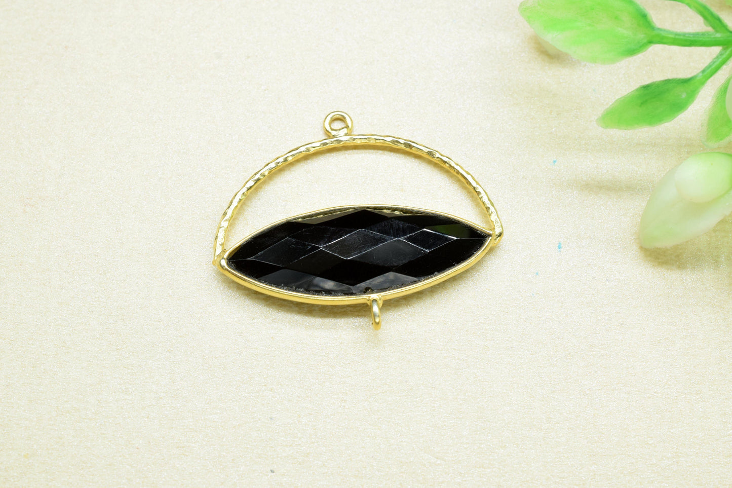 Black Onyx Gemstone Component,Gemstone Connector Pendant,Jewellery Making Essentials,Single Loop Pendant,DIY Jewelry Making Supply,B'Gifts