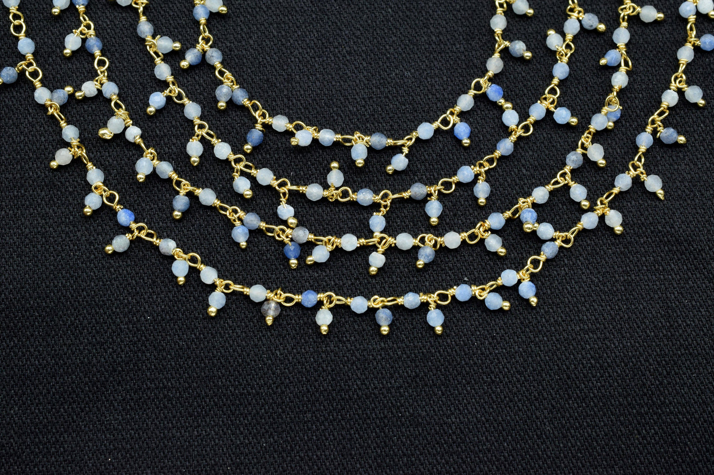 Blue Opal Cluster Rosary Chain,Gemstone Chain,Wire Wrapped Necklace Chain,Blue Opal Dangling Faceted Chain,Handmade Station Link Jewelry