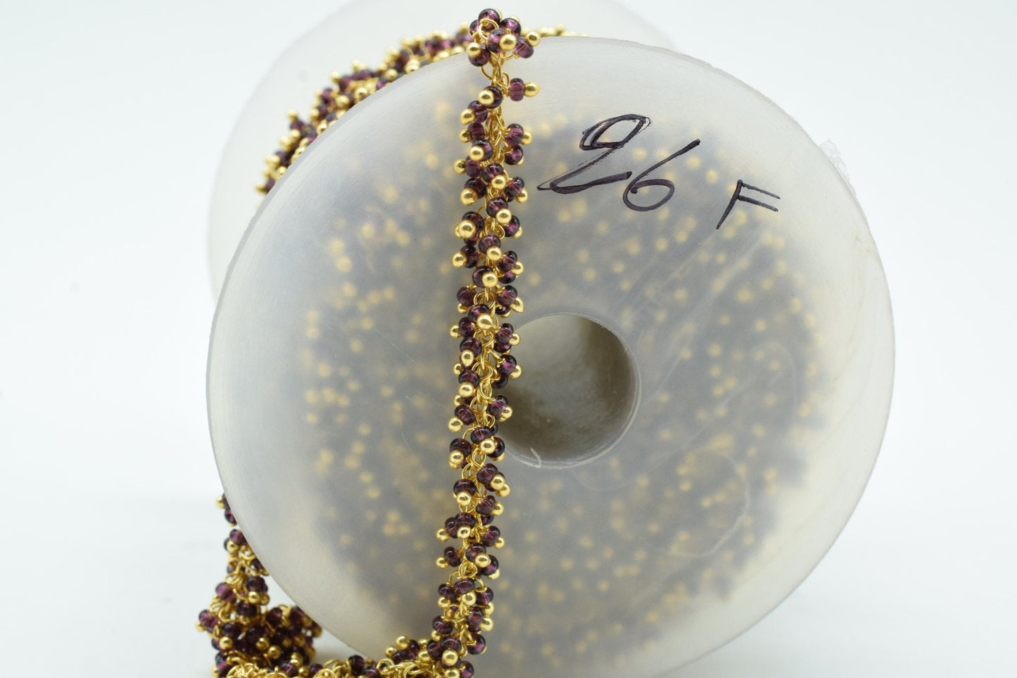 Garnet 2mm cluster chain,Garnet Dangling Chain,Garnet cluster Chain with Gold Plated, Wire,Brass cluster beaded chain,Garnet vermeil chain