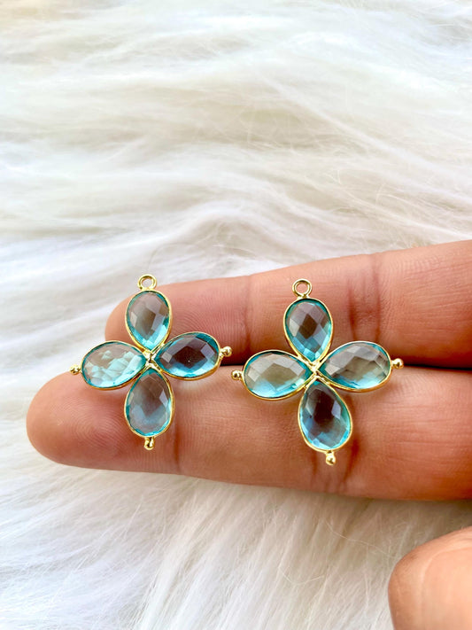 Sky Topaz Teardrop Pendant,Blue Gemstone jewelry,Sky Topaz Bezel connectors,Topaz Gemstone Bracelet Charm,Double Loop connector,B'Gifts,P122