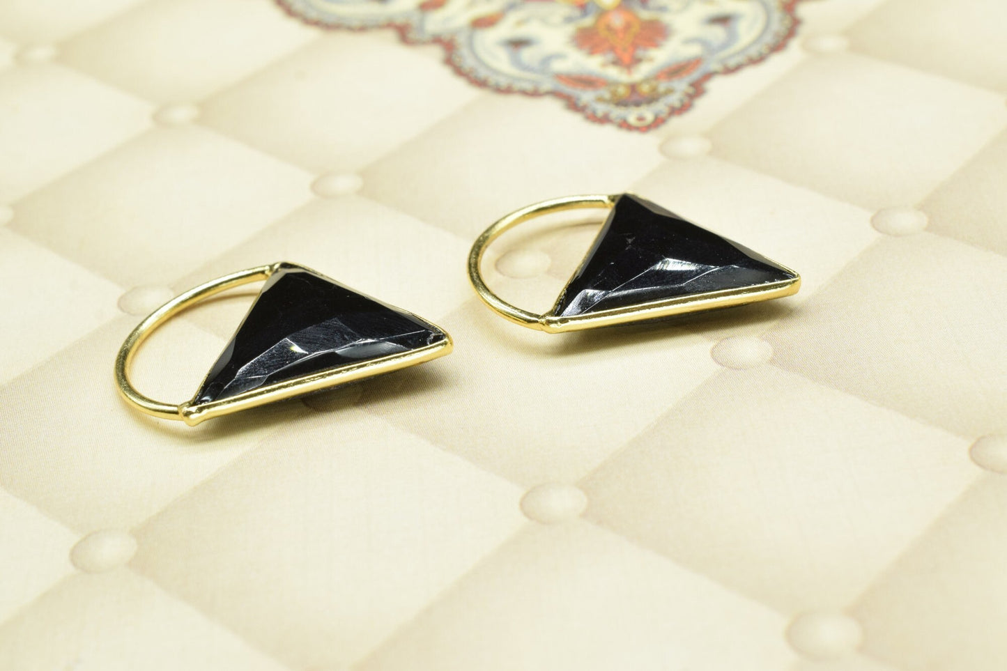 Black Onyx Triangle Connector, triangle Pendant Component,Handmade Connector, Triangle Shape Pendant, Component,Black Onyx jewelry,