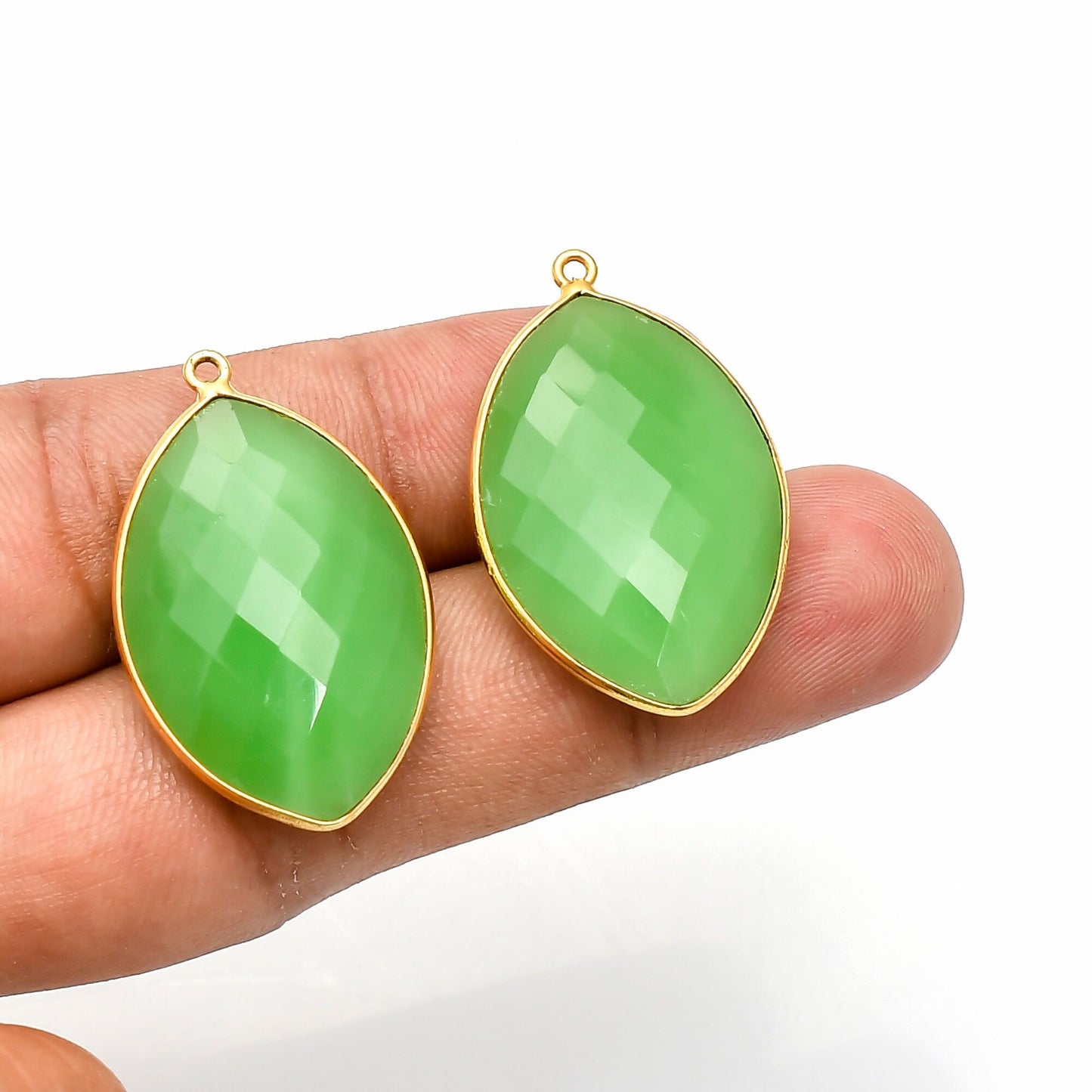 Chrysoprase 20x30mm Marquise Shape bezel,Gold Plated bezel,Chrysoprase Bezel Charm,Gold Vermeil Bezel,jewelry making charm,Gold-Filled bezel