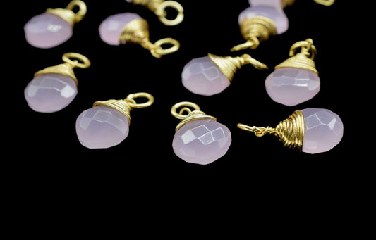 Pink Chalcedony Loop Connector,Pendant Jewelry,Wire Wrapped Necklace,Pink Chalcedony Square Faceted Connector,Gemstone Wire Wrapped Pendant