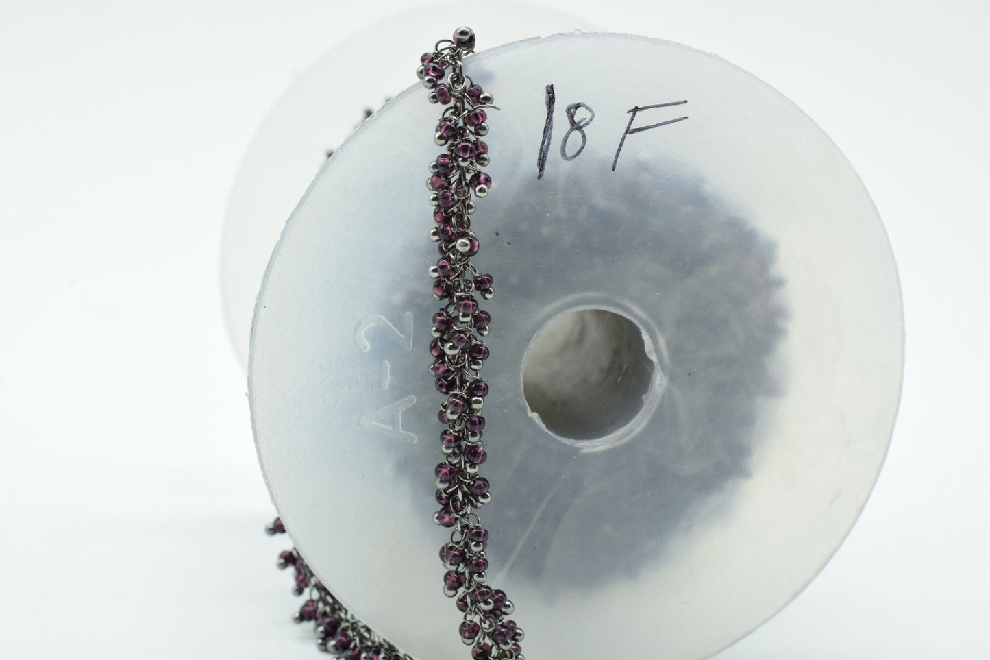 Garnet 2mm cluster chain,Garnet Dangling Chain,Garnet cluster Chain with Black rhodium, Wire,Brass cluster beaded chain,Garnet vermeil chain