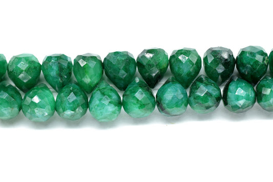 Emerald 10X14mm Drops Shape Briolettes,Emerald Side drilled Briolette,Jewelry making supplies,craft supplies,Emerald Briolette strand,