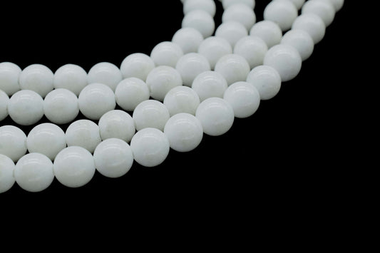 White Agate Smooth Beads,Handmade Jewelry,AAA Quality,White Agate Jewelry Making Craft,Gemstone Round Shape Bead,White Agate Strands Jewelry