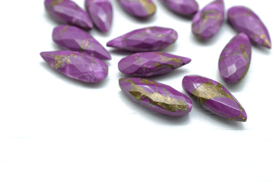 Purple Copper Turquoise 8X20mm Faceted Teardrop Beads,Turquoise Gemstone Briolettes,Turquoise Long Faceted Pear Beads, jewelry making Beads