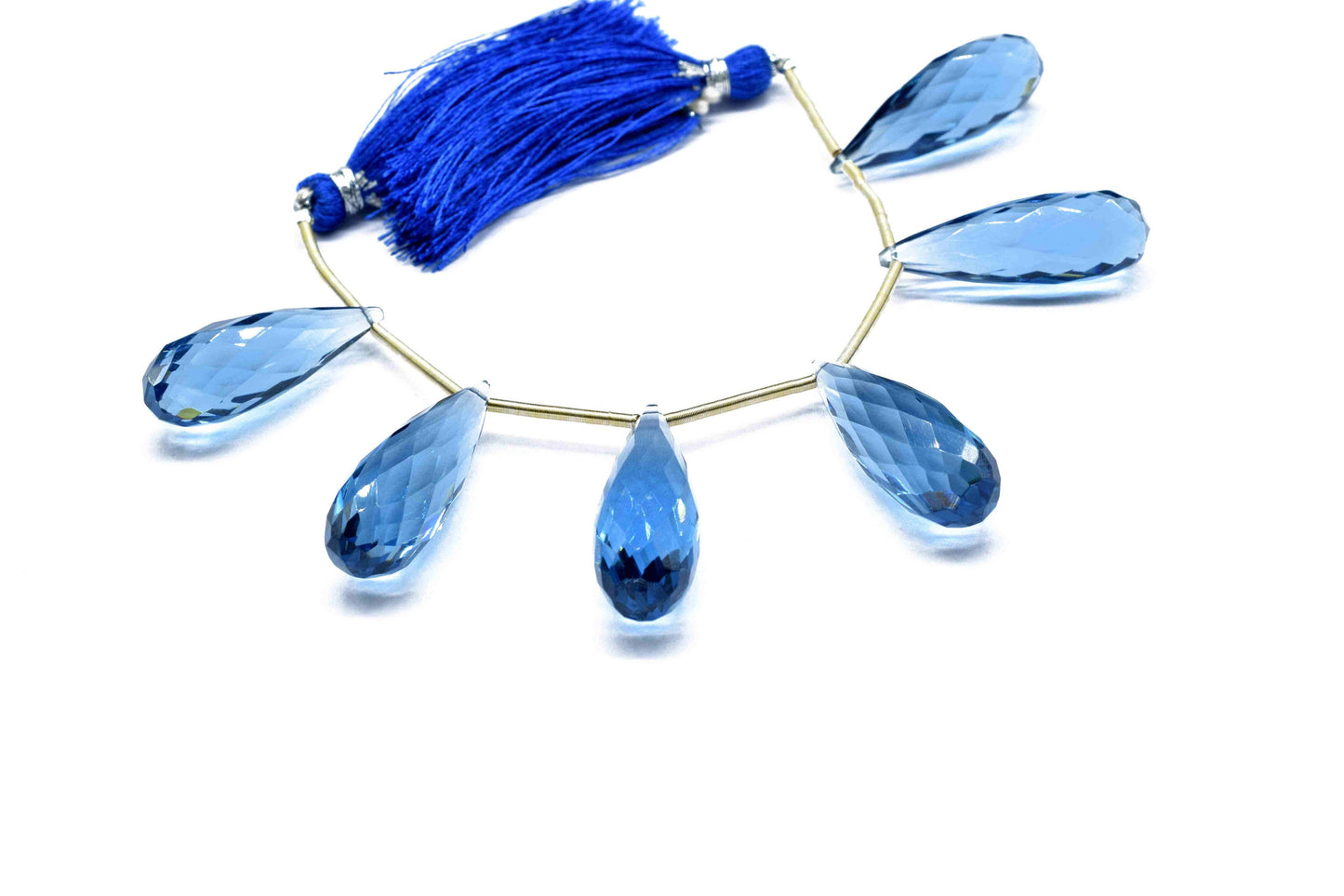 Blue Kyanite Quartz Faceted Long Drop Briolette, 10x30mm Long Briolette, Teardrop Briolette,Wholesale Gemstone,Calibrated Pair,Faceted Beads