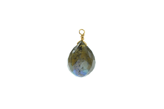 Flashy Labradorite 10x14mm Faceted Drops Wire Wrapped Gemstone,Labradorite dainty dangle drops,Grey Gemstone Connector Charm,mom's Gifts