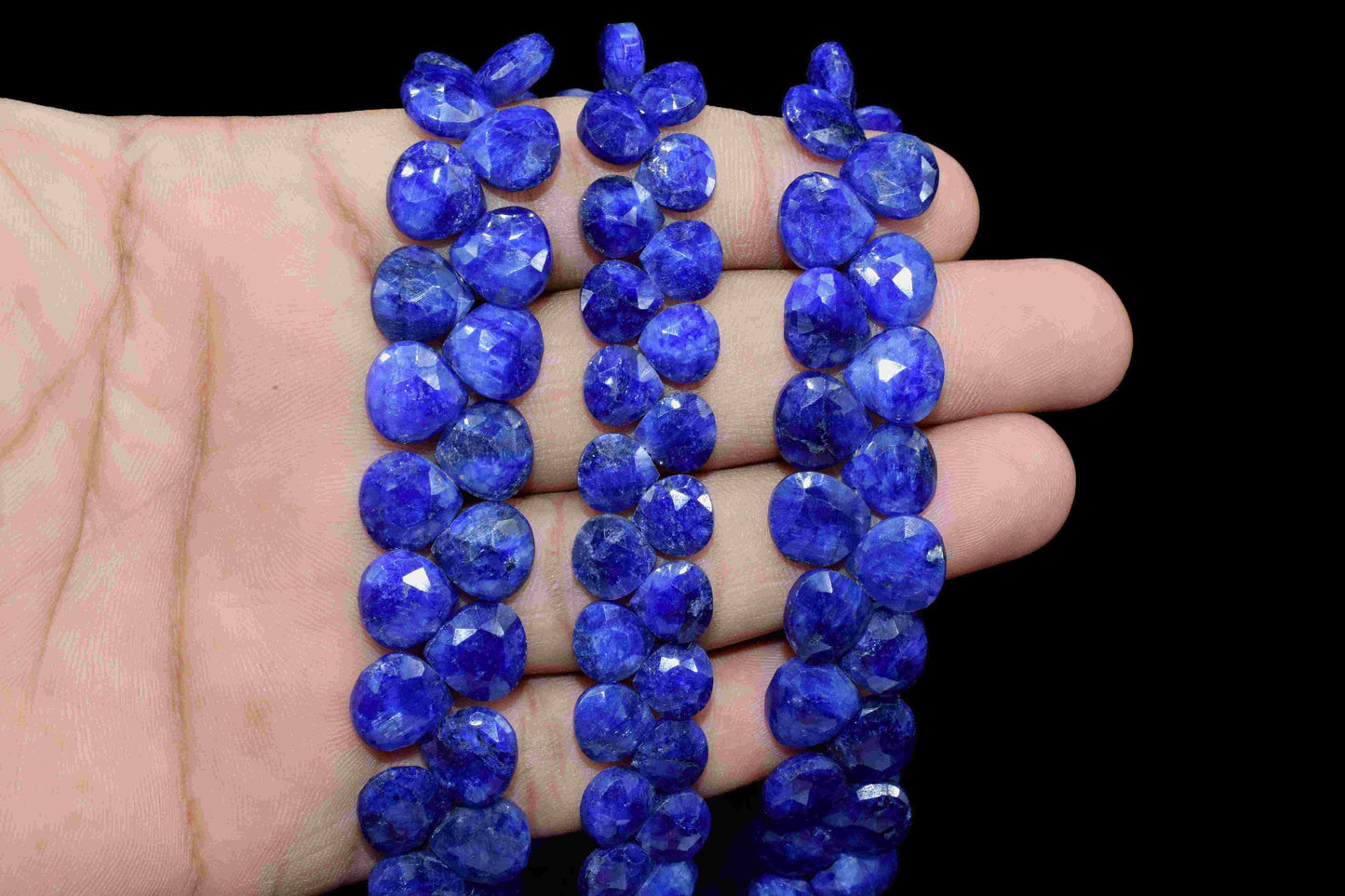Blue Sapphire AAA Quality Faceted 10mm Heart Shape Briolettes,Blue Sapphire Faceted Heart Shape Beads Briolette,Jewelry Making Supplies,Gift