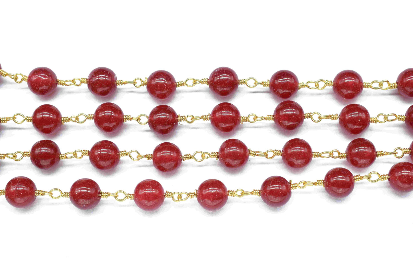 Red Jasper 6mm Round Smooth Chain,Gemstone Rosary Chain,Handmade Jewelry,Red Jasper Wire Wrapped Rosary Chain,beads Rosary chain Necklace