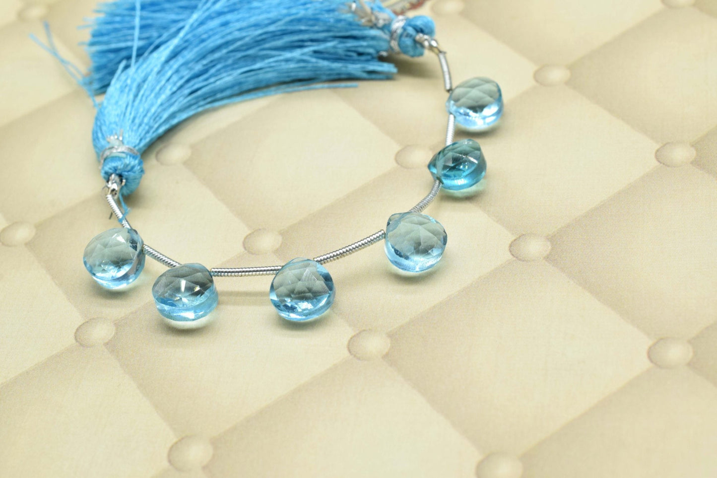 Sky Blue topaz 8mm Heart Shape Briolettes,Side drilled Briolette,Jewelry making supplies,craft supplies,Sky Blue topaz Briolette,Gemstone
