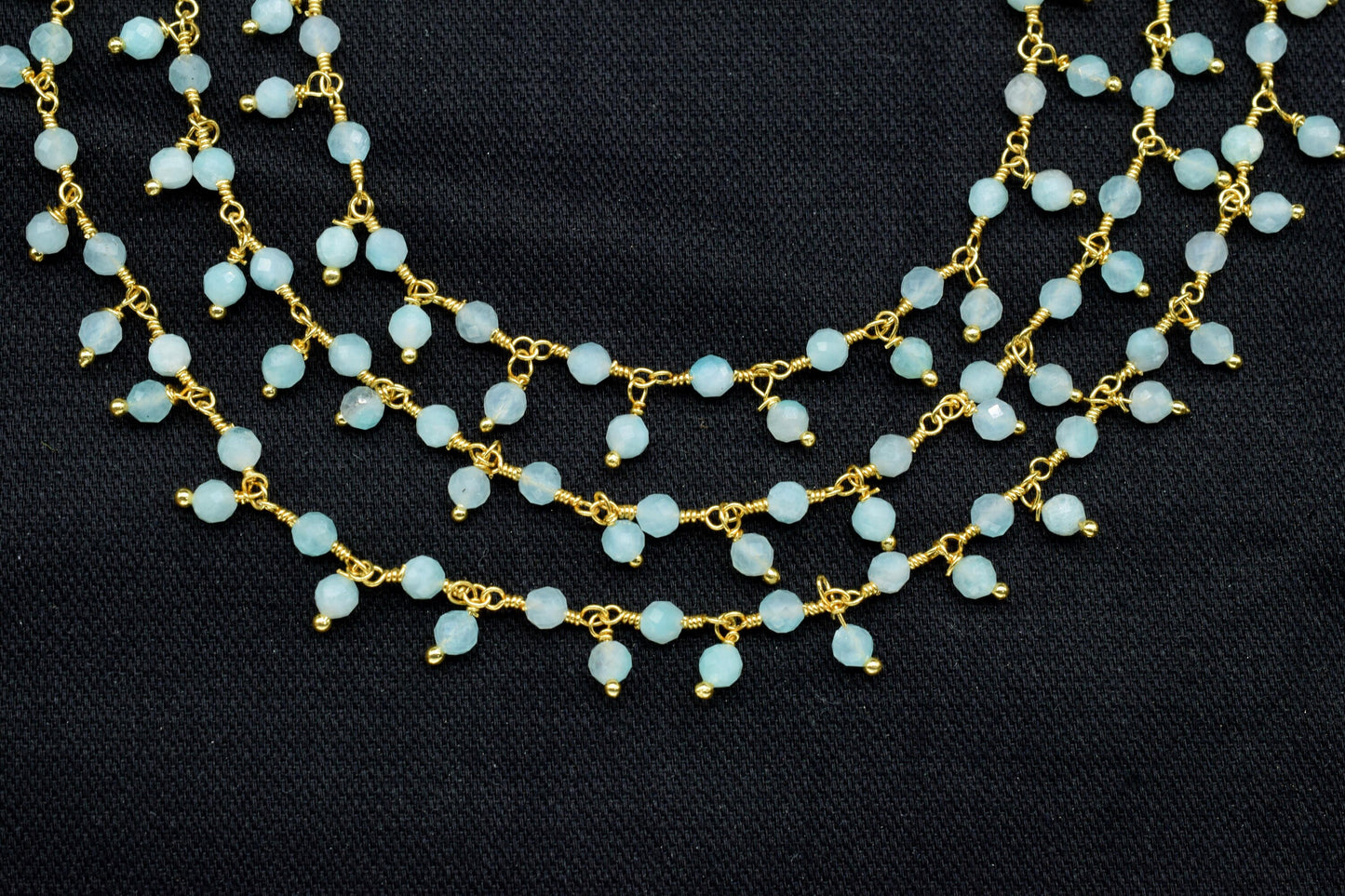 Amazonite 3mm Cluster Rosary Chain,Wire Wrapped Necklace Chain,Amazonite Beads Dangling Chain,Gemstone Rosary Chain,Handmade Jewelry Gift