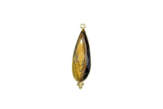 Tiger Eye 10x30mm Bezel charms,Tiger Eye Pendant,Station Bezel Link Supplies,Tiger Eye Jewelry making,Connector Pendant,Gemstone Teardrops