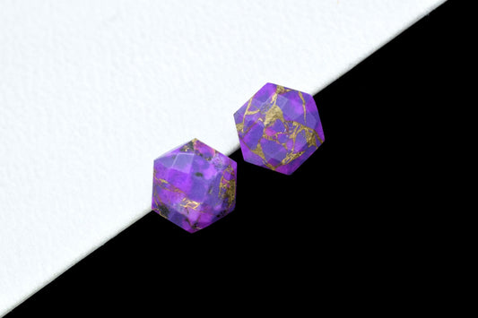 Natural Purple Copper Turquoise Gemstone Hexagon Shape Briolettes Faceted Gemstone,Copper Turquoise 10mm Hexagon Stone, Calibrated Gemstone